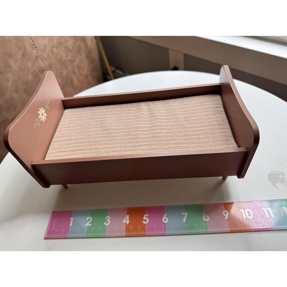 Maileg Doll Bed, Frame w/ Fabric Mattress, Mauve